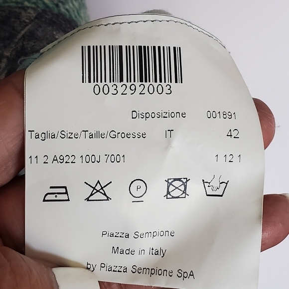 Piazza Sempione Abstract Green Long Sleeve Ruched Modest Designer Dress 42 EU - Picture 7 of 11